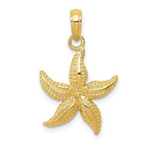 14k Yellow Gold Starfish Necklace Charm Pendant